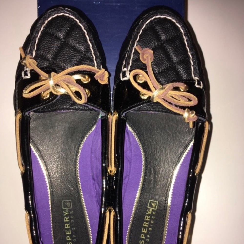 Sperry Audrey Quilted Loafer Shoes 7 M Black New